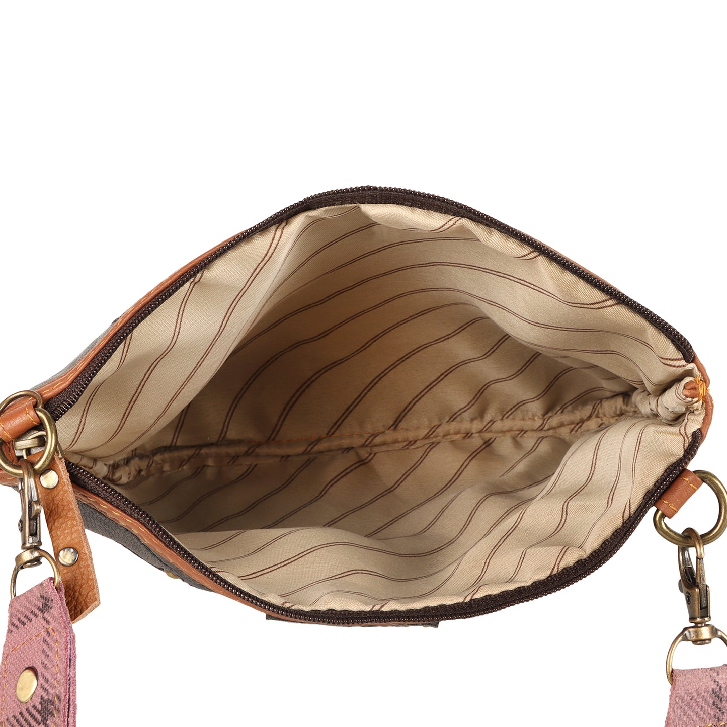 Small Wide Crossbody in Pink Plaid