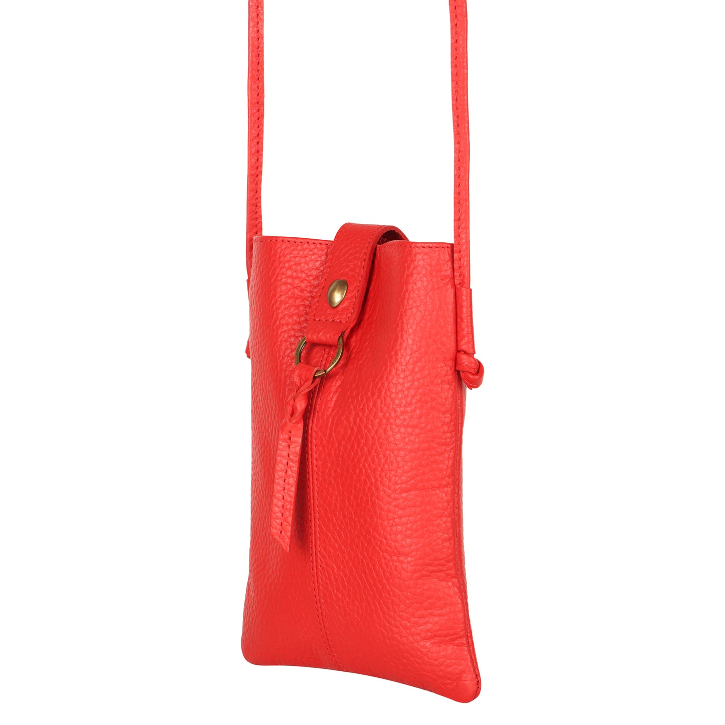 Jennie Small crossbody bag w/ slim strap closure & tassel - Vibrant Red