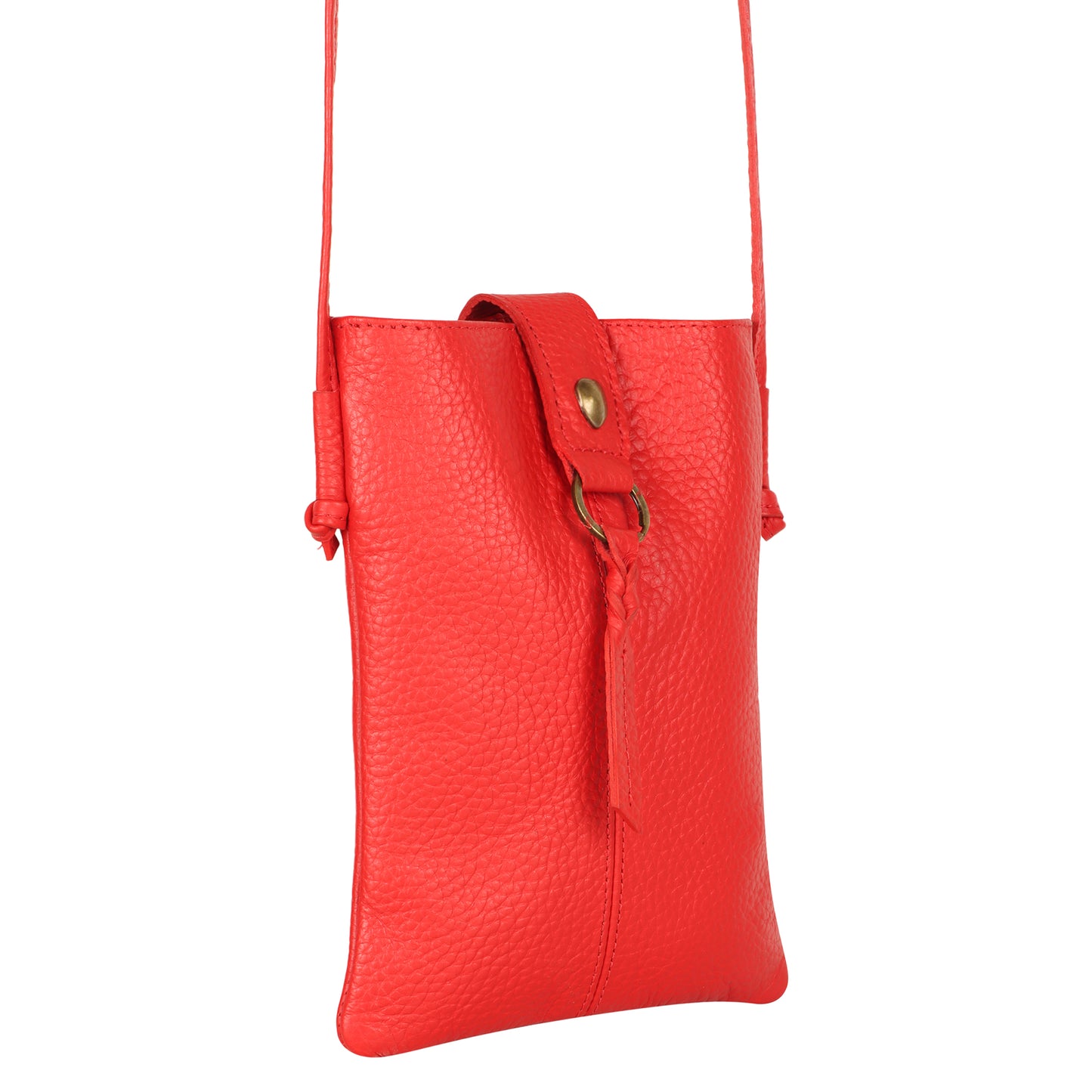 Jennie Small crossbody bag w/ slim strap closure & tassel - Vibrant Red