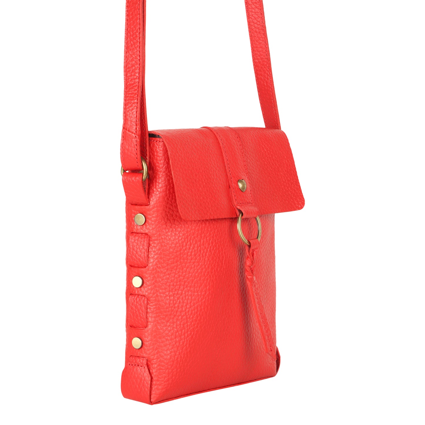 Jane Long crossbody w/ top flap & tassel - Vibrant Red