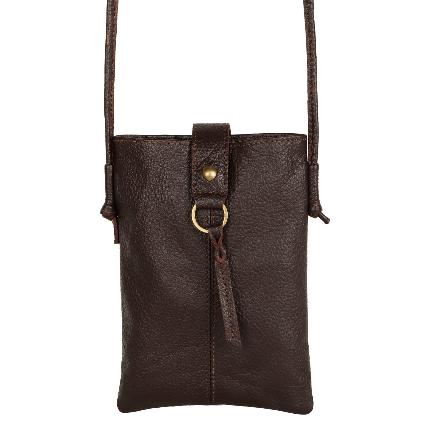 Jennie Small crossbody bag w/ slim strap closure & tassel - Mahogany Brown