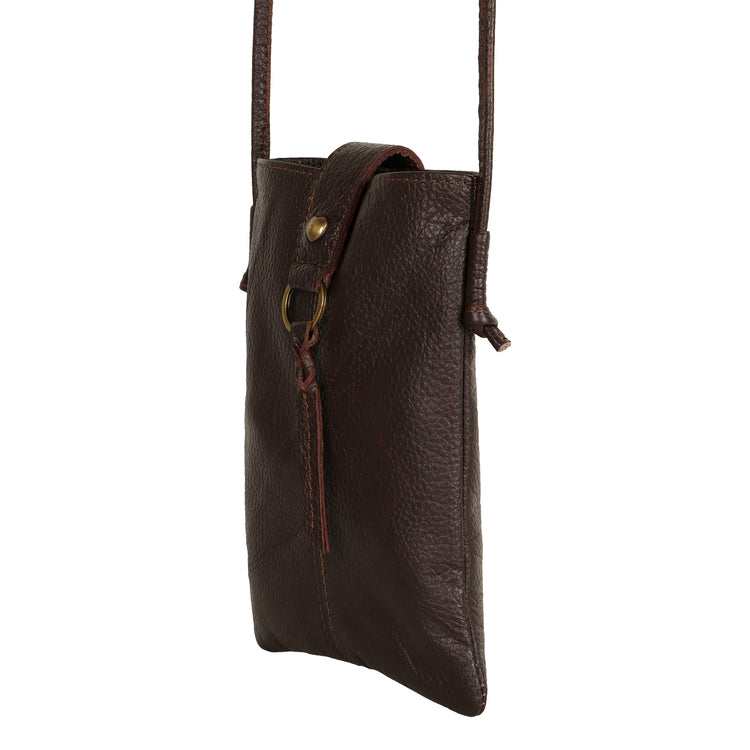 Jennie Small crossbody bag w/ slim strap closure & tassel - Mahogany Brown