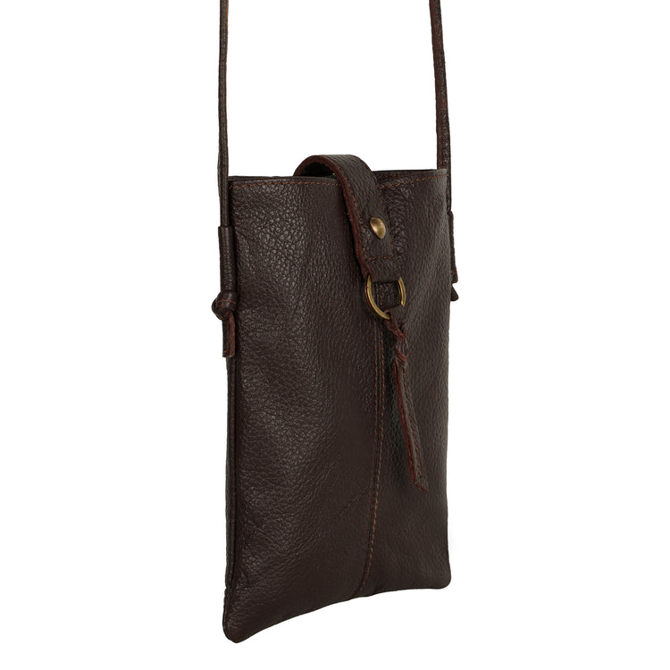 Jennie Small crossbody bag w/ slim strap closure & tassel - Mahogany Brown
