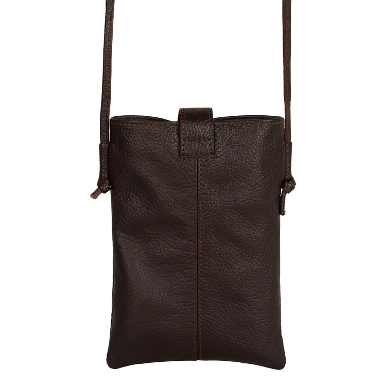 Jennie Small crossbody bag w/ slim strap closure & tassel - Mahogany Brown