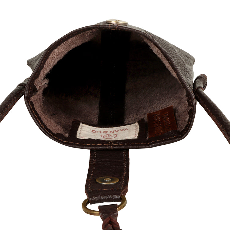 Jennie Small crossbody bag w/ slim strap closure & tassel - Mahogany Brown