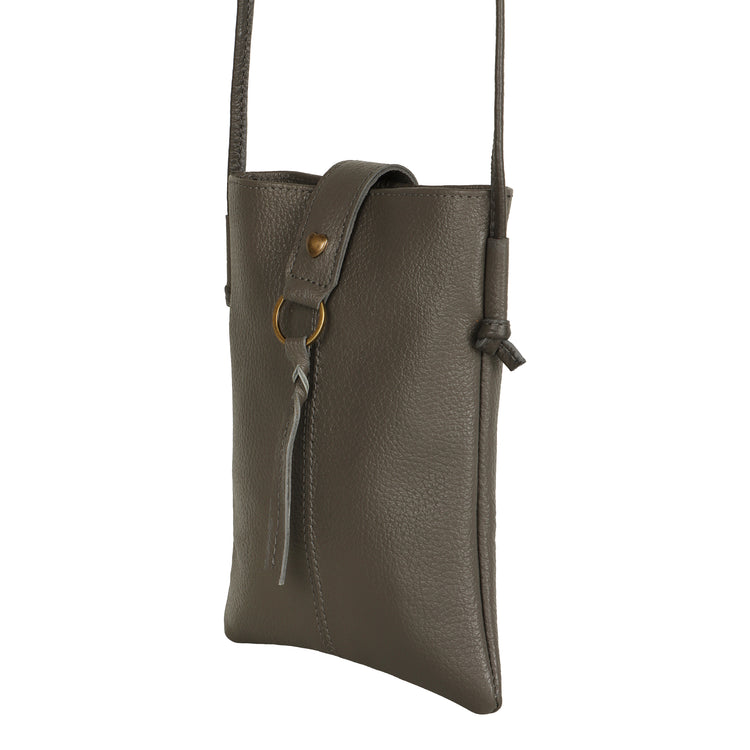 Jennie Small crossbody bag w/ slim strap closure & tassel - Ash Grey