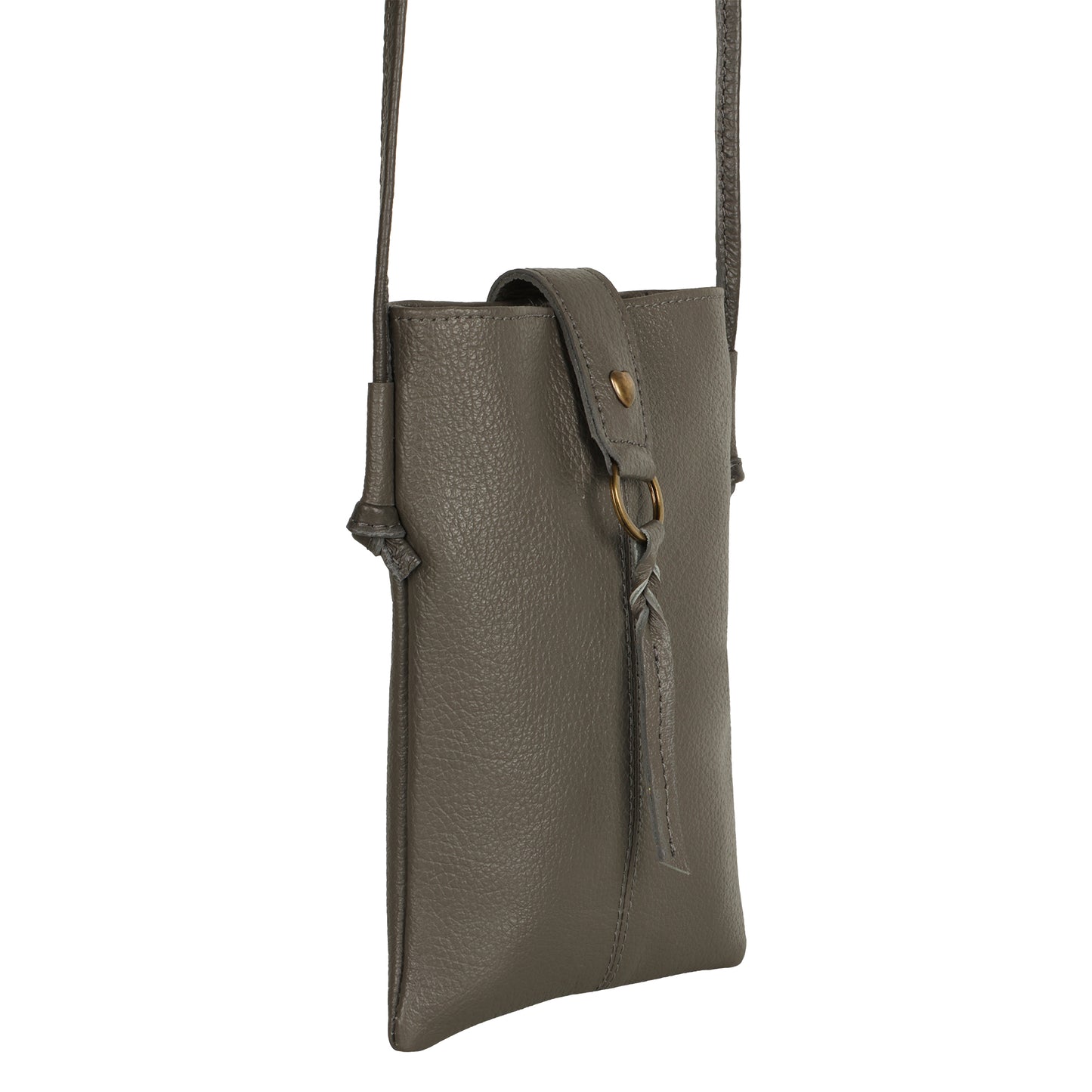 Jennie Small crossbody bag w/ slim strap closure & tassel - Ash Grey