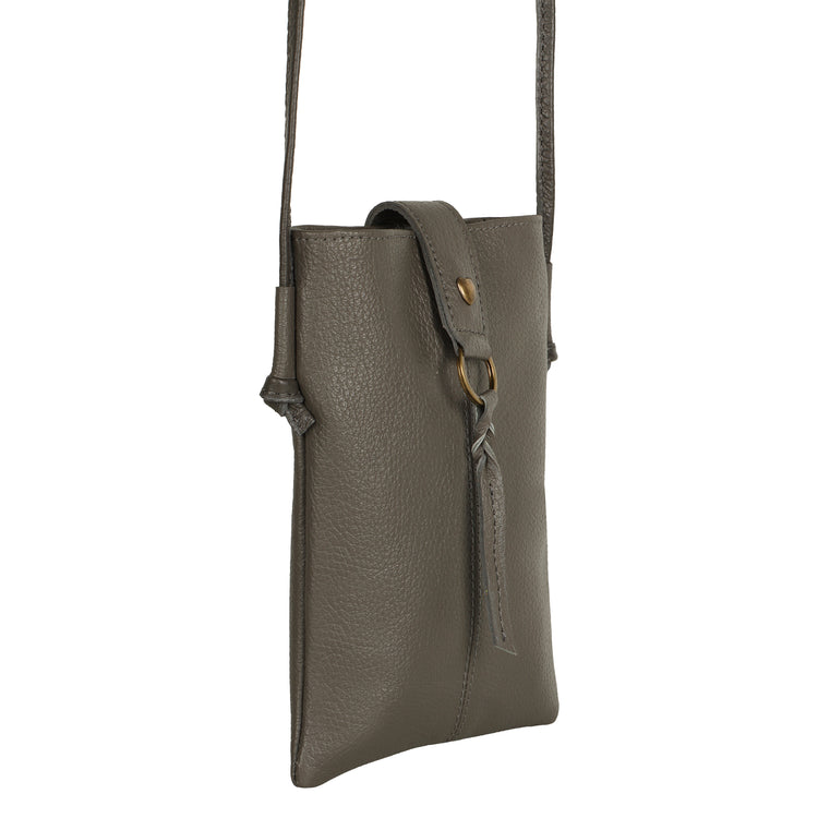 Jennie Small crossbody bag w/ slim strap closure & tassel - Ash Grey