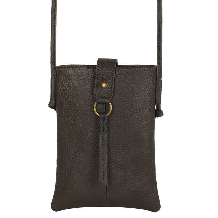 Jennie Small crossbody bag w/ slim strap closure & tassel - Deepest Brown