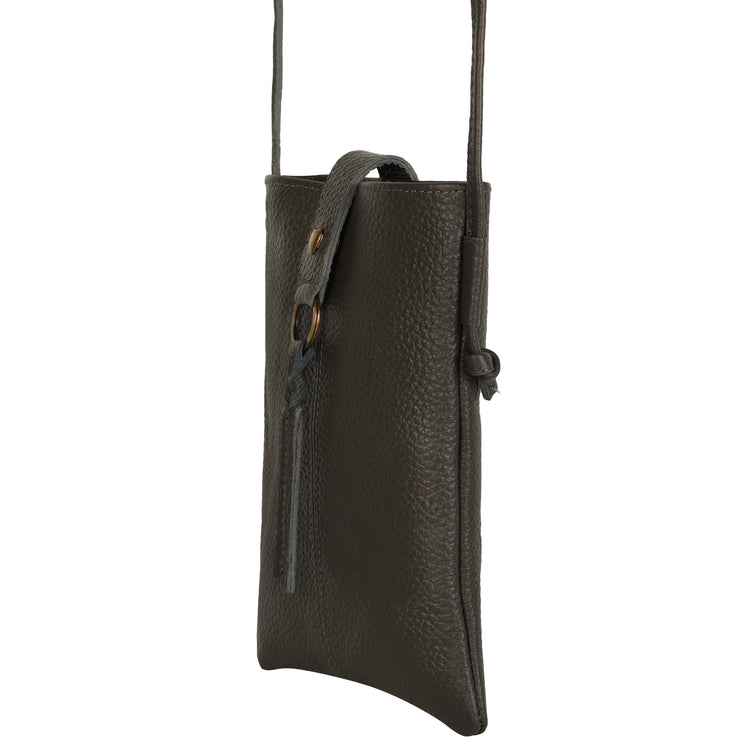 Jennie Small crossbody bag w/ slim strap closure & tassel - Deepest Brown