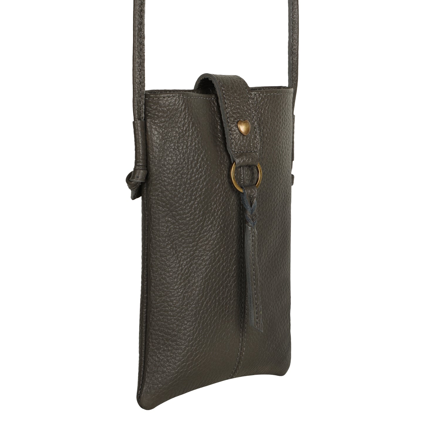 Jennie Small crossbody bag w/ slim strap closure & tassel - Deepest Brown