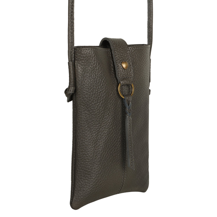 Jennie Small crossbody bag w/ slim strap closure & tassel - Deepest Brown