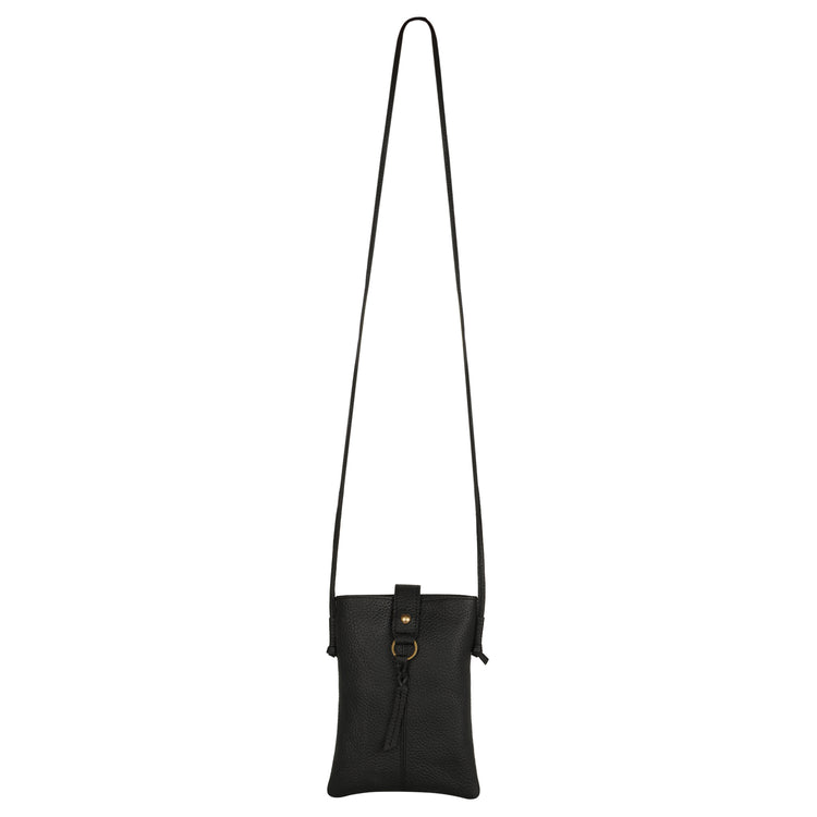 Jennie Small crossbody bag w/ slim strap closure & tassel - Black
