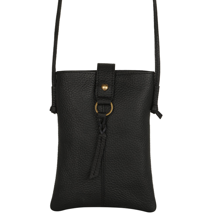 Jennie Small crossbody bag w/ slim strap closure & tassel - Black