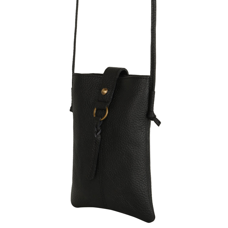 Jennie Small crossbody bag w/ slim strap closure & tassel - Black