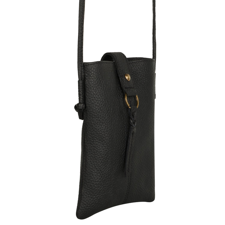 Jennie Small crossbody bag w/ slim strap closure & tassel - Black