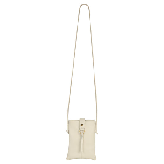 Jennie Small crossbody bag w/ slim strap closure & tassel - Cream White