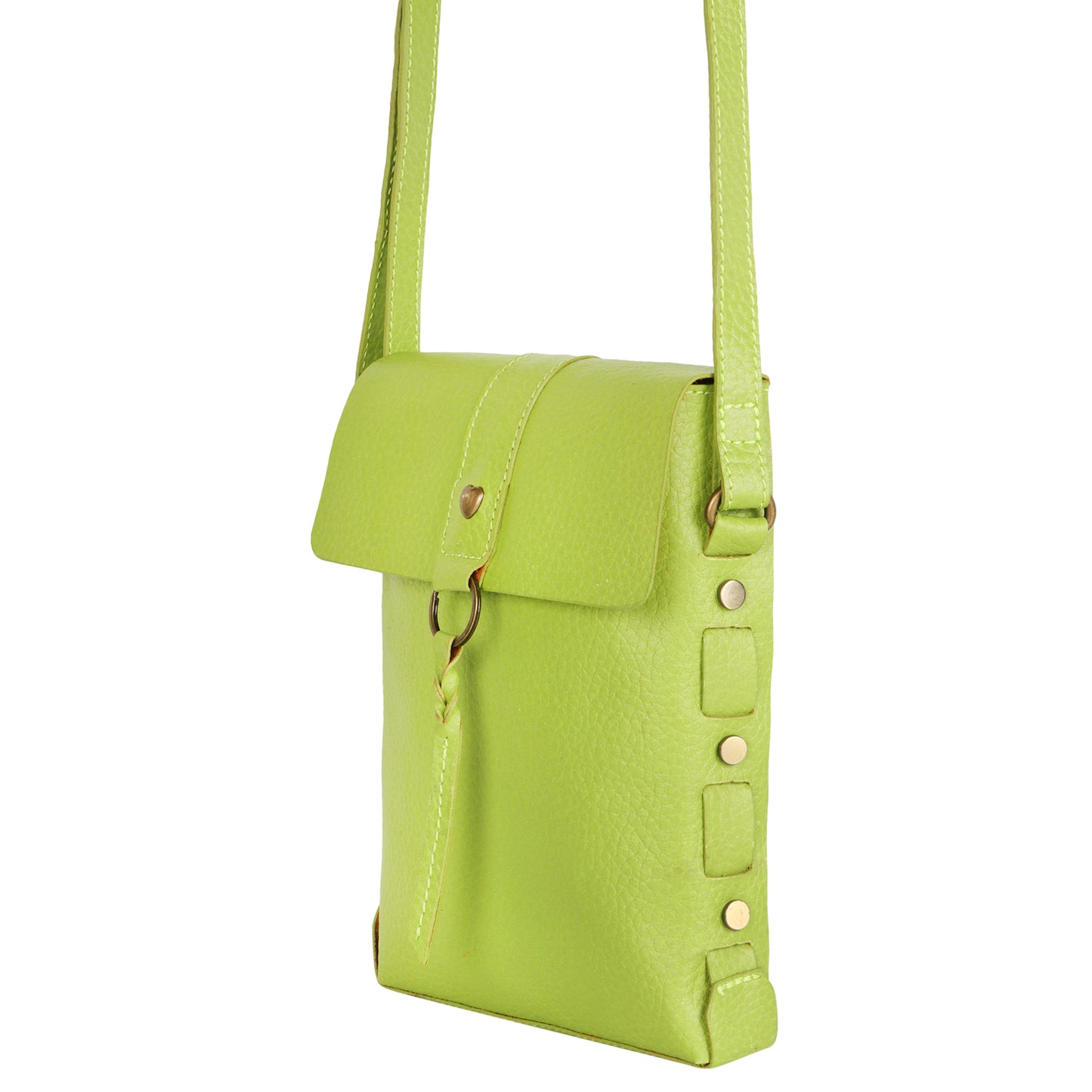 Jane Long crossbody w/ top flap & tassel - Lime Green
