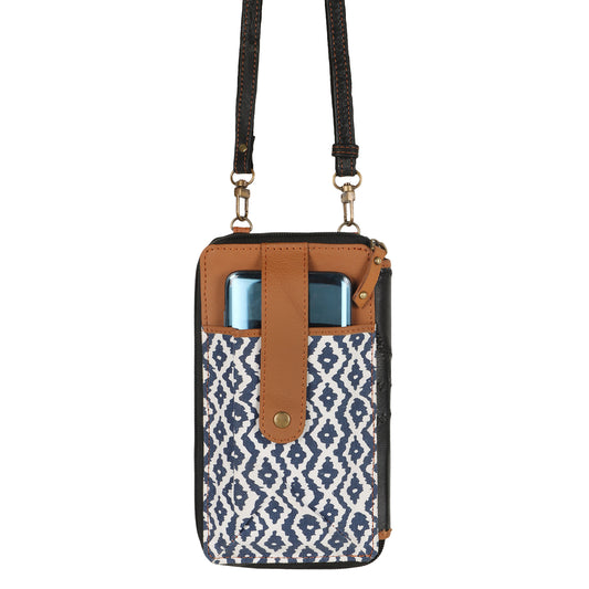 Small Cellphone Crossbody Bag Blue Print