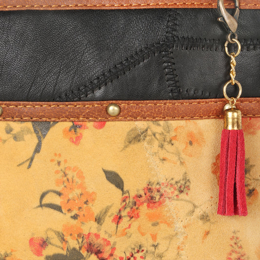 Small Crossbody Bag Floral Print Brown