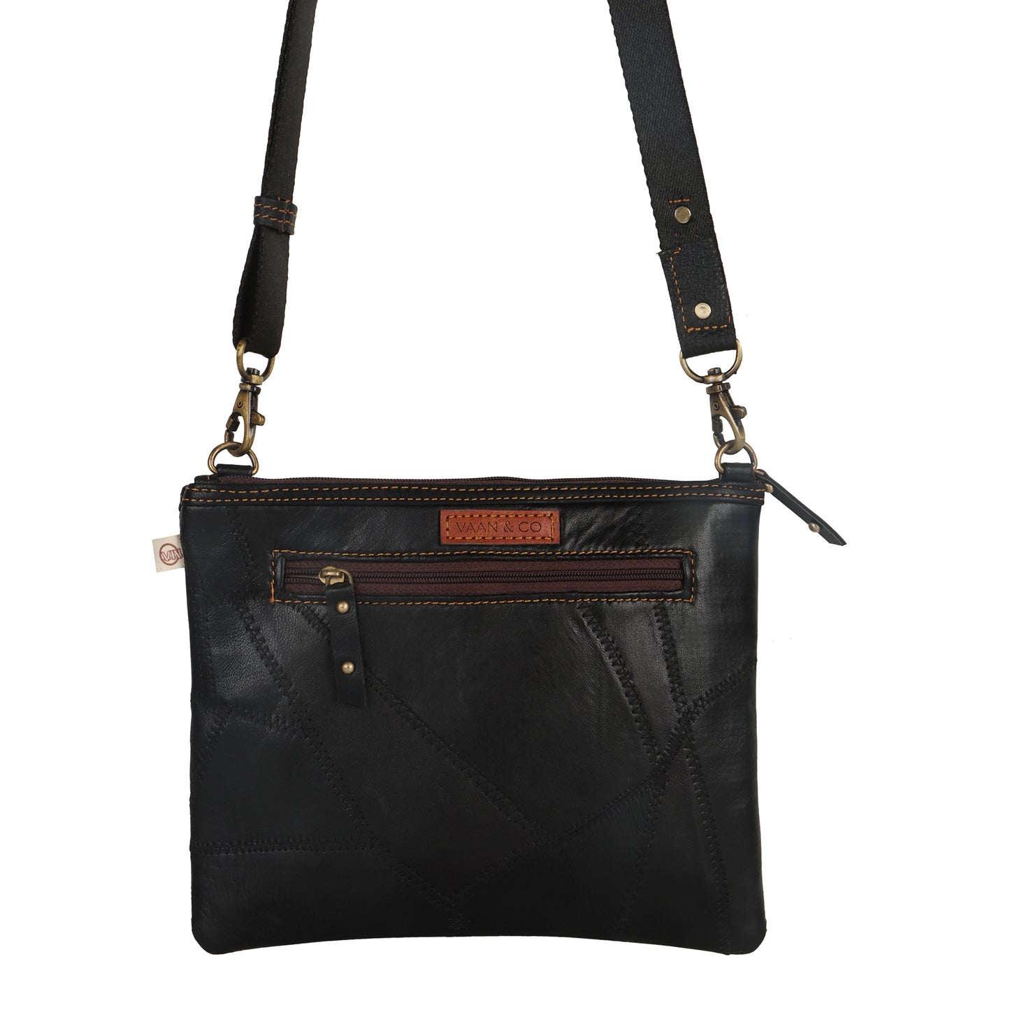 VAAN & CO. - Grayson Wide Crossbody with Front Pocket in Black