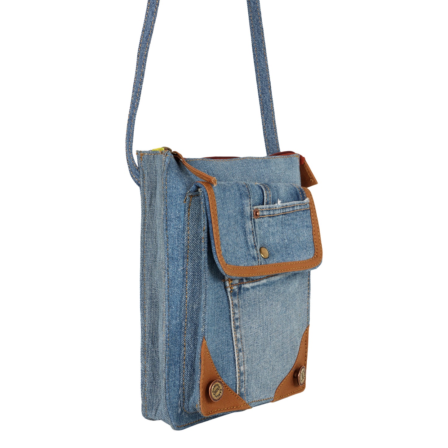 Kylie Multi-Pocket Denim Crossbody Bag