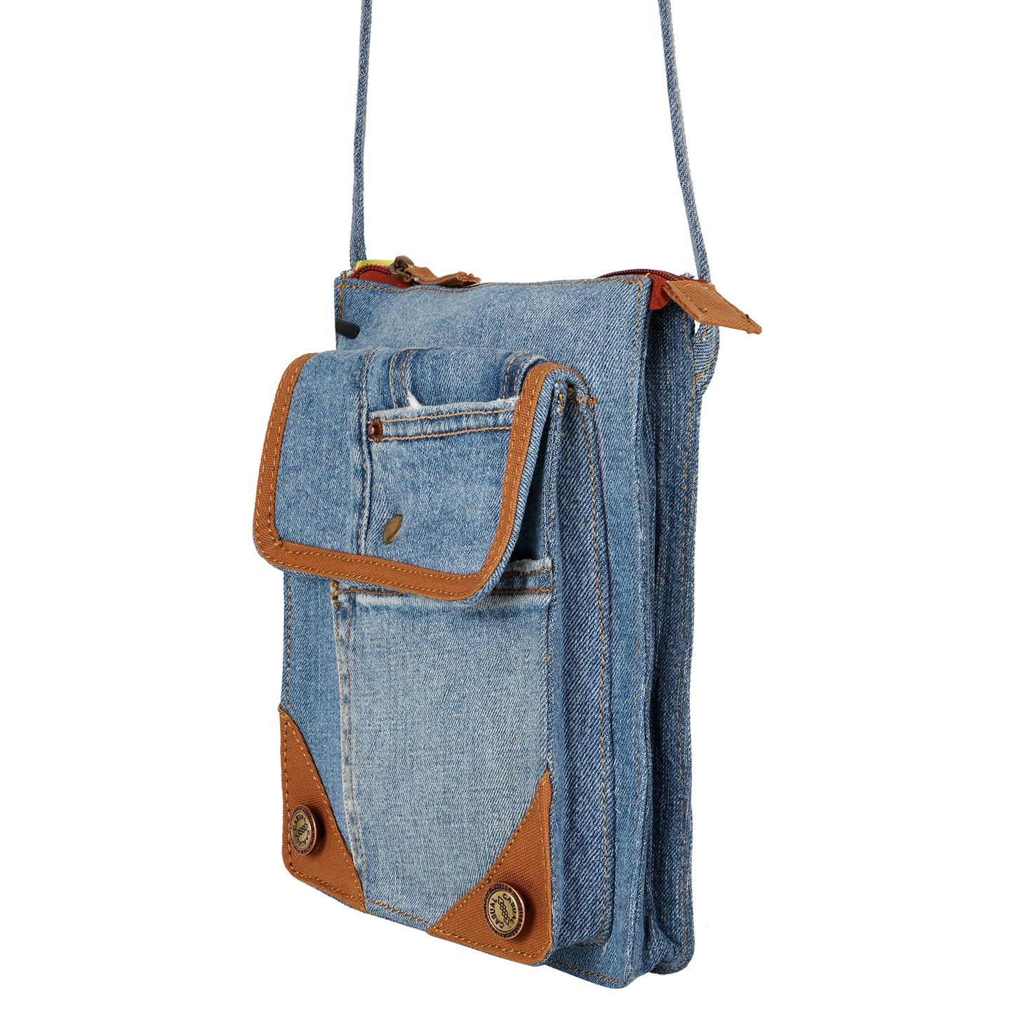 Kylie Multi-Pocket Denim Crossbody Bag