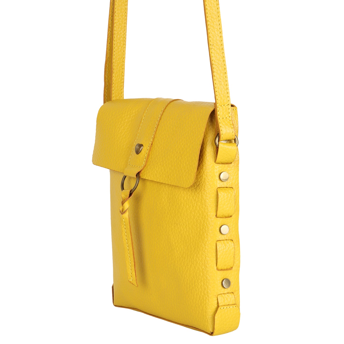 Jane Long crossbody w/ top flap & tassel - Canary Yellow