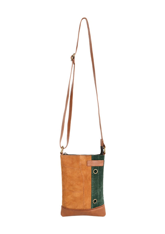 Haven Waxed Canvas & Upycled Leather Crossbody Bag