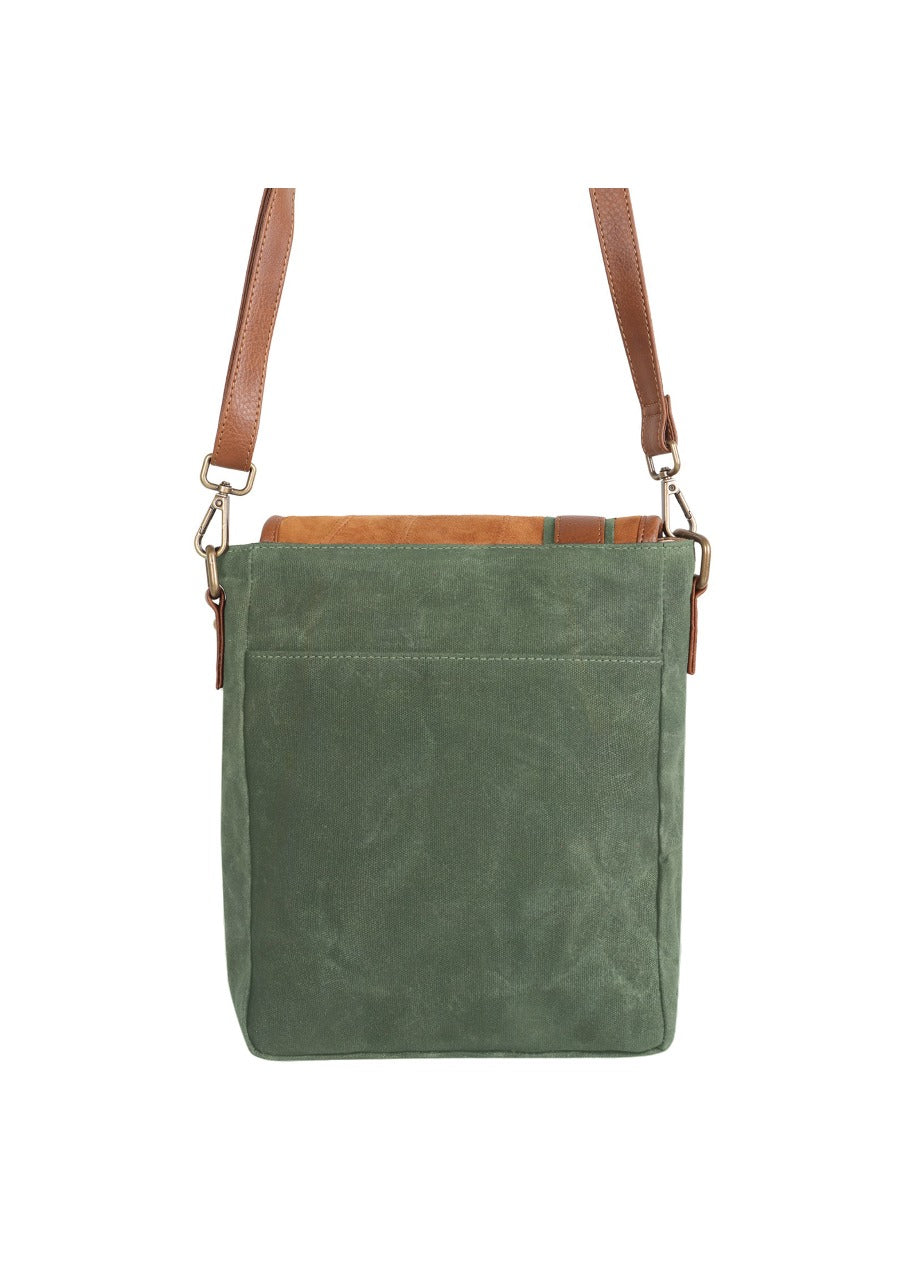 Trek Waxed Canvas & Upcycled Leather Messenger Crossbody Bag
