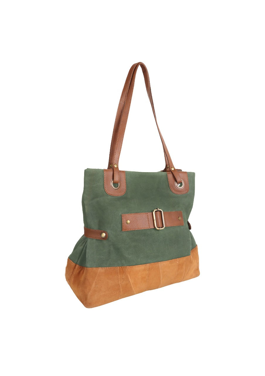 Dune Waxed Canvas & Upcycled Leather Tote Bag