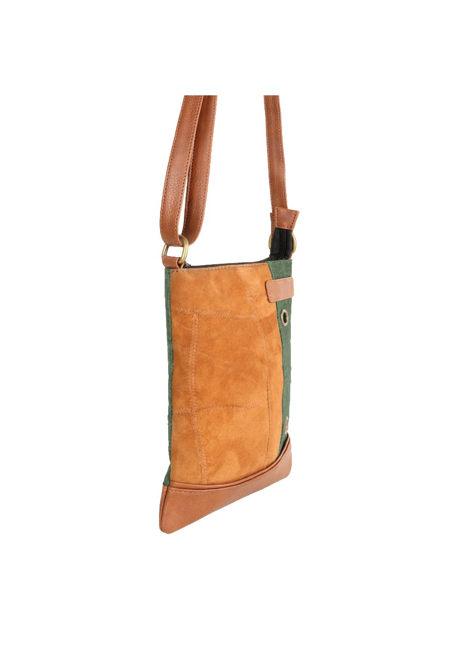 Haven Waxed Canvas & Upycled Leather Crossbody Bag