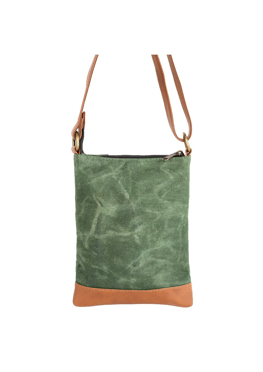 Haven Waxed Canvas & Upycled Leather Crossbody Bag