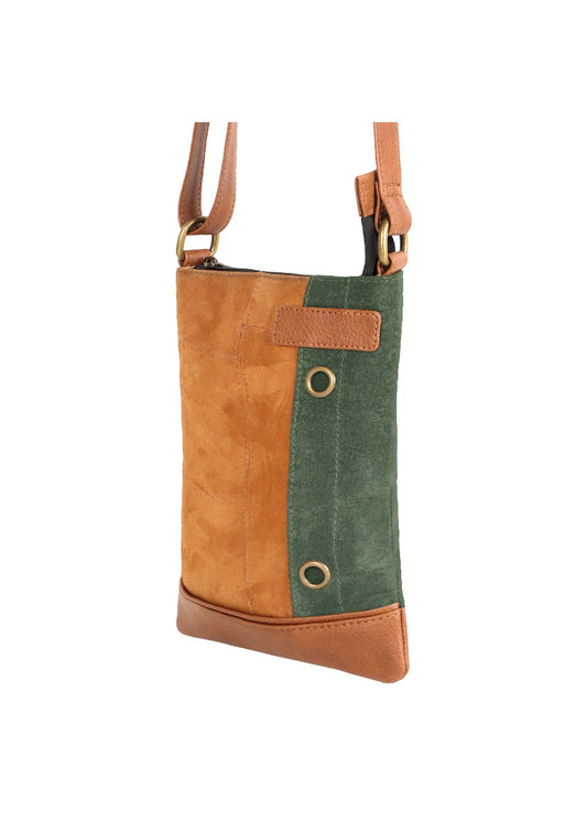 Haven Waxed Canvas & Upycled Leather Crossbody Bag