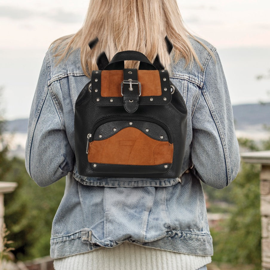 Melanie Brown Leather Mini Backpack