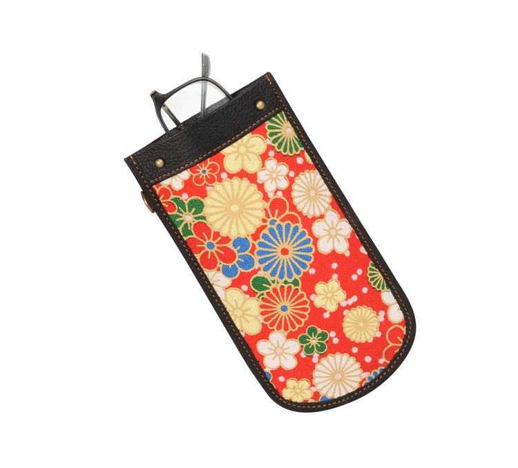 Red Flower Eyeglass Case