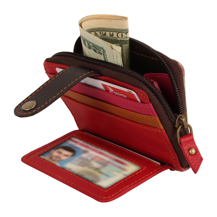 Zip Around Wallet - Red Flower