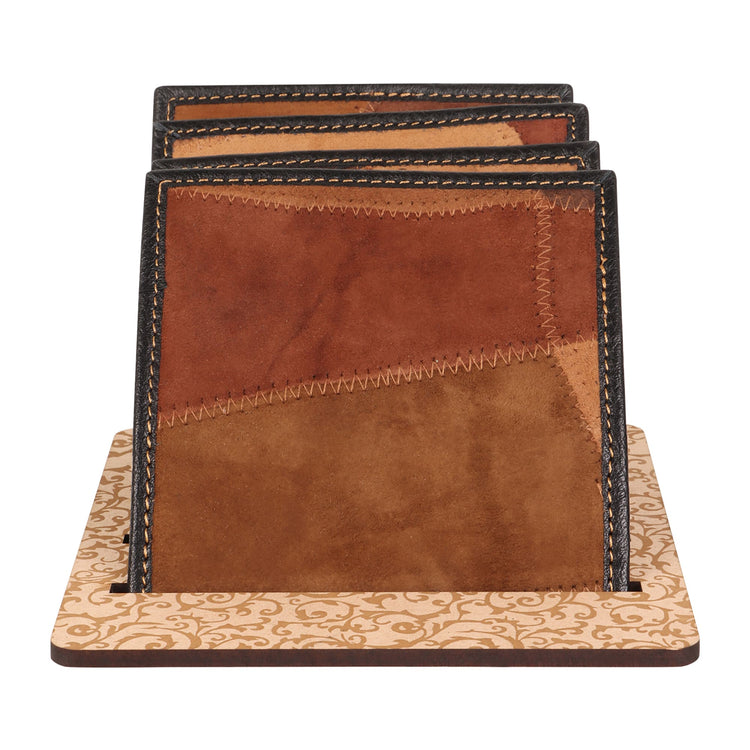 Brown Leather Coaster Set of 4