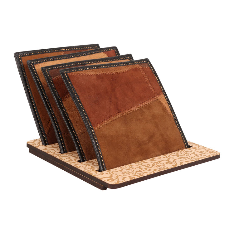 Brown Leather Coaster Set of 4