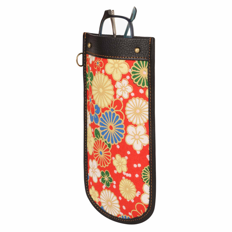 Red Flower Eyeglass Case