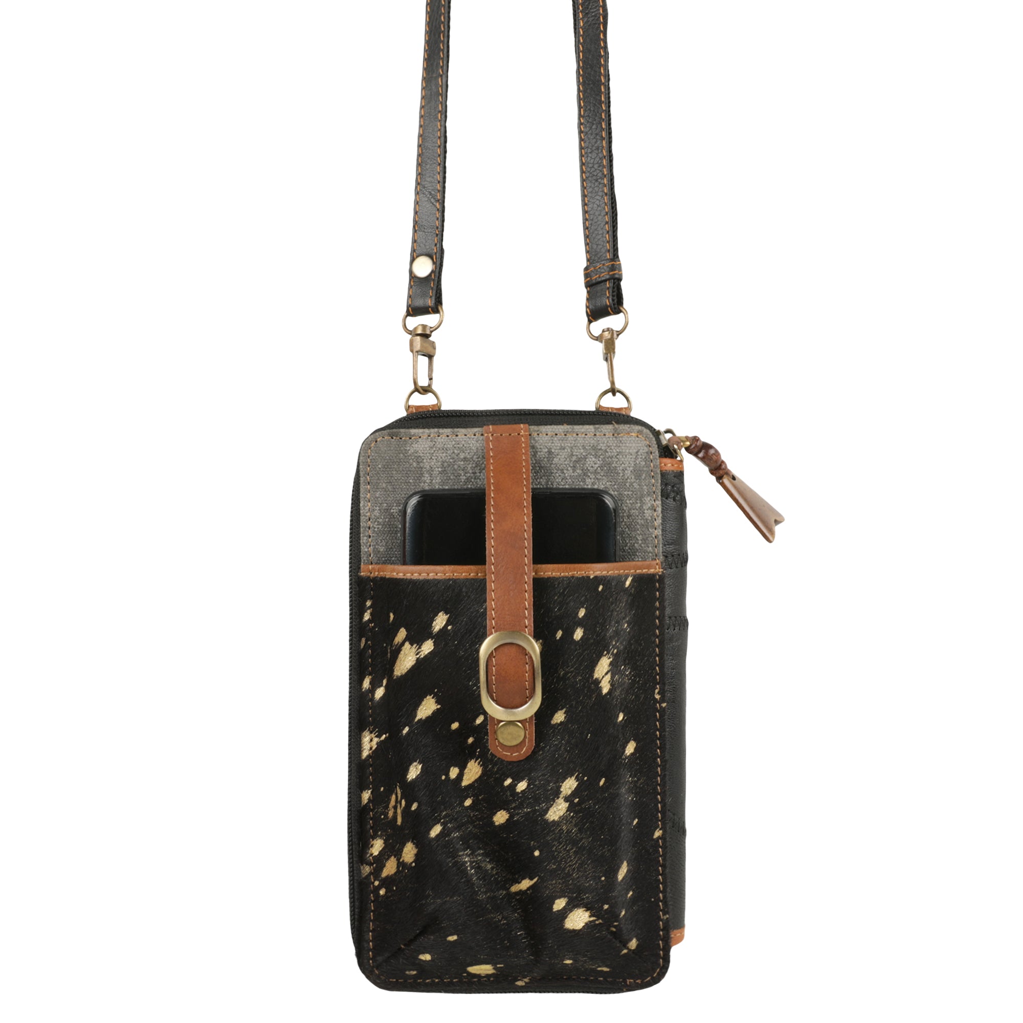 Liberty Rawhide Small Upcycled Leather Cellphone Crossbody Bag
