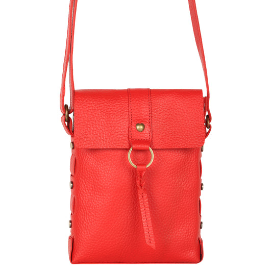 Jane Long crossbody w/ top flap & tassel - Vibrant Red