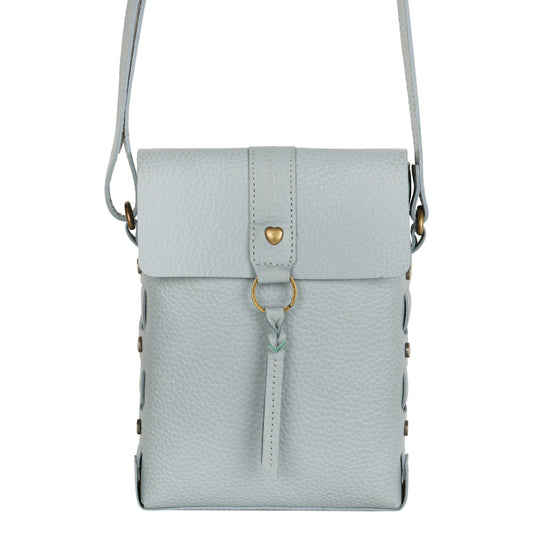 Jane Long crossbody w/ top flap & tassel - Cool Blue