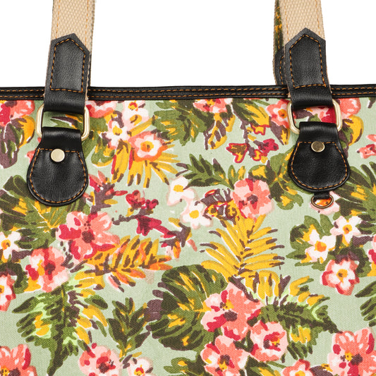 Mia Square Leather Tote Bag - Summer Jungle