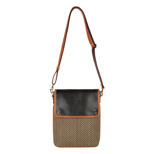 Cavalier Crossbody w/ Top Closure - Herringbone