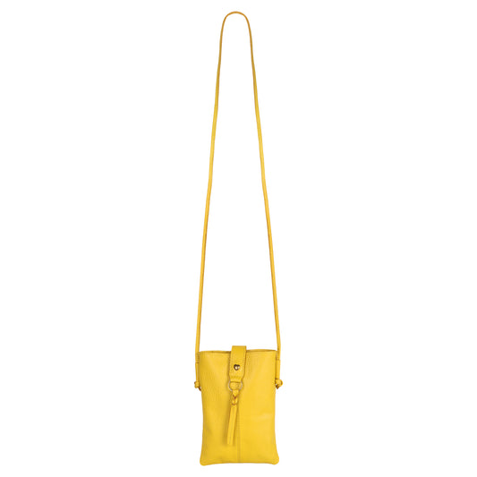 Jennie Small crossbody bag w/ slim strap closure & tassel - Canary Yellow