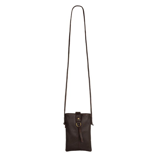 Jennie Small crossbody bag w/ slim strap closure & tassel - Mahogany Brown