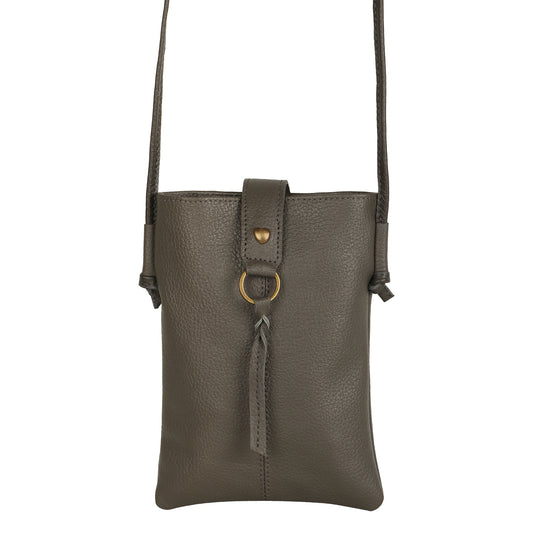 Jennie Small crossbody bag w/ slim strap closure & tassel - Ash Grey