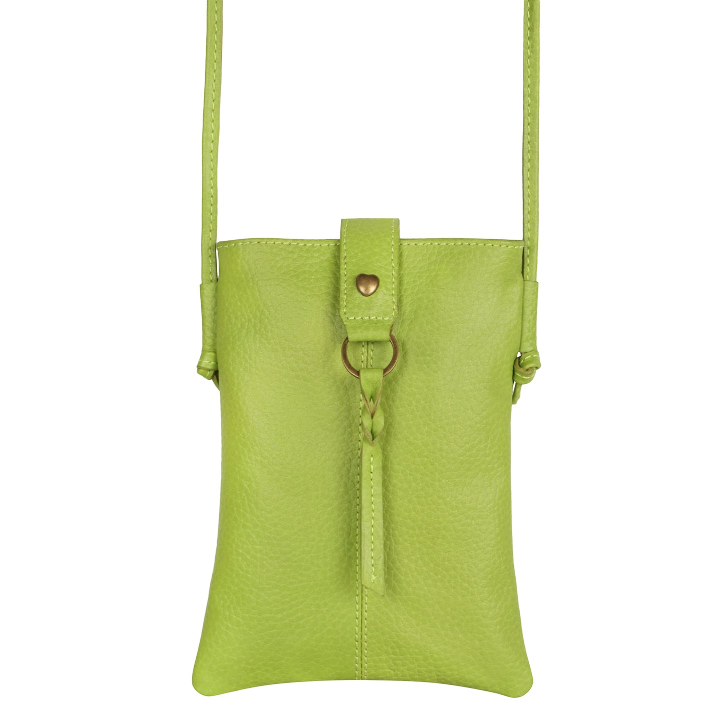 Jennie Small crossbody bag w/ slim strap closure & tassel - Lime Green