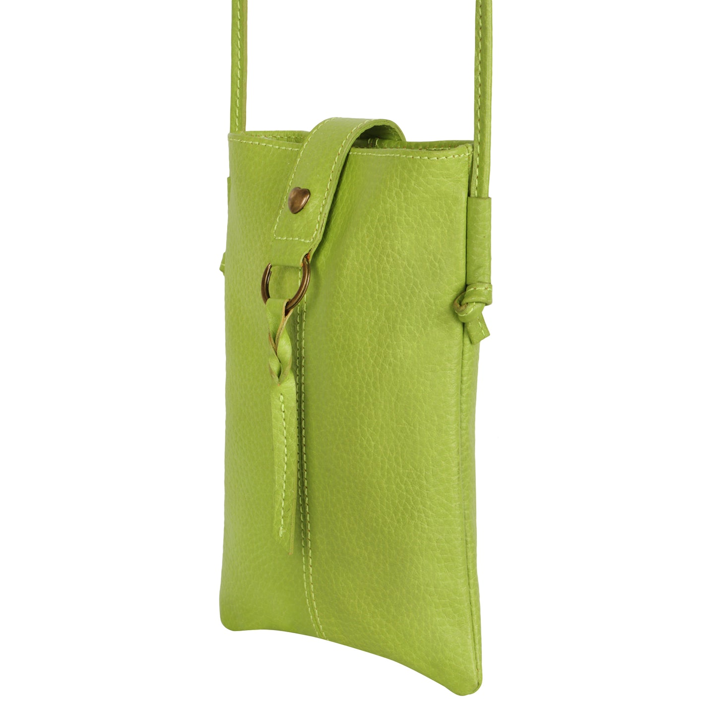 Jennie Small crossbody bag w/ slim strap closure & tassel - Lime Green